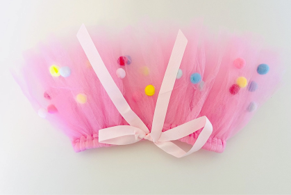 Pink Pom Pom Dog Tutu Skirt (XS)