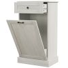 Kitchen Tilt Out Trash Bin Cabinet Free Standing Storage Cabinet with Drawer, Gray