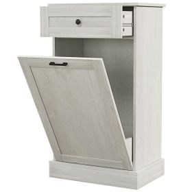 Kitchen Tilt Out Trash Bin Cabinet Free Standing Storage Cabinet with Drawer, Gray