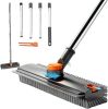 Scrub Brush with Long Handle, Floor Scrub Brush Squeegee Broom for Cleaning