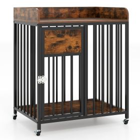 27.5 Inch Dog Crate Furniture with Wheels for Puppies