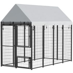 Large Dog Kennel Outdoor with Roof, 3 Doors, Expandable Heavy Duty Dog Kennel Dog Run for All Breed Sizes, 8' x 4' x 6'