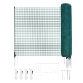 Temporary Fence with Posts, 3.9 x 98.4 FT Plastic Mesh Fencing, Garden Safety Fences Netting with Double-Spike Stakes & Guy Ropes