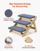 Wood Pet Stairs, 3-Step Dog Stairs for Beds, Sofa & Cars, 150lbs Load Capacity, Floded Flat Design, Stable & Sturdy Cat & Dog Step Ladder for Small Me
