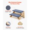 Wood Pet Stairs, 2-Step Dog Stairs for Beds, Sofa & Cars, 110lbs Load Capacity, Floded Flat Design, Stable & Sturdy Cat & Dog Step Ladder for Small Me