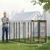 Large Dog Kennel Outdoor with Roof, 3 Doors, Expandable Heavy Duty Dog Kennel Dog Run for All Breed Sizes, 8' x 4' x 6'