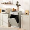 Kitchen Tilt Out Trash Bin Cabinet Free Standing Storage Cabinet with Drawer, Gray