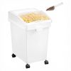 3-Pack 25L Large Rice Storage Container, Airtight Dog Food Dispenser Bin with Wheels & 3 Scoops, Kitchen Grain Cereal Flour Organizer