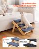 Wood Pet Stairs, 3-Step Dog Stairs for Beds, Sofa & Cars, 150lbs Load Capacity, Floded Flat Design, Stable & Sturdy Cat & Dog Step Ladder for Small Me