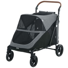 Dog Stroller for Large Dogs Up to 66 LBS with All-Terrain Spring Suspension, 8-Position Adjustable Handle, Gray