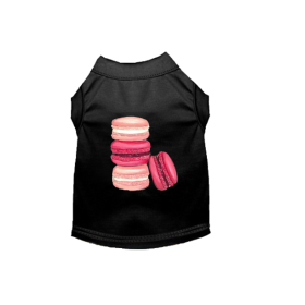 Love Macaroons Dog Shirt (Color: black, size: X Small)