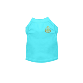 Chenille Embroidered Anchor Dog Shirt (Color: Blue, size: large)