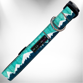 Snowcap Mountain Dog Collars (Color: Wintergreen Snowcap Mtn, size: L 1" width fits 14-25" neck)