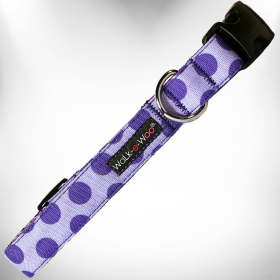 Polka Dot Dog - Monotone Collars (Color: Purple, size: M 1" width fits 12-18" neck)