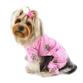 Adorable Teddy Bear Love Flannel PJ (Color: Pink, size: small)