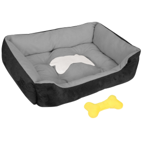Pet Dog Bed Soft Warm Fleece Puppy Bed (Color: black)