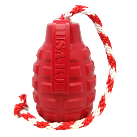 USA-K9 Grenade Shaped Durable Rubber Chew Toy, Treat Dispenser, Reward Toy (Color: Red)