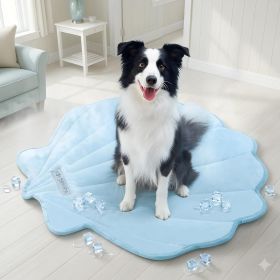Dog Cooling Mat, Washable Pet Cooling Mat, Medium 35" x 33" Thick & Durable Large Cooling Mat for Dogs, Portable Foldable Premium Cooling Pad for Indo (Color: Blue)