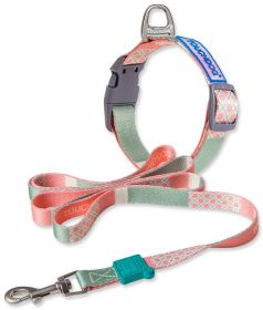 leashTouchdog 'Trendzy' 2-in-1 Matching Fashion Designer Printed Dog Leash and Collar (Color: Pink / Purple, size: medium)