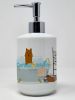 Dog in Bathtub Ceramic Soap Dispenser Hand Soap Dispenser Pump Bottles for Bathroom Kitchen, Empty Refillable Liquid Soap Container