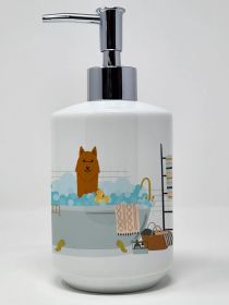 Dog in Bathtub Ceramic Soap Dispenser Hand Soap Dispenser Pump Bottles for Bathroom Kitchen, Empty Refillable Liquid Soap Container (Breed: Karelian Bear Dog)