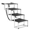 Dog Stair for Cars, Wide 4-step Dog Car Steps, Folding Dog Car Ramp with Nonslip Surface, Portable Pet Steps Lightweight Aluminum for Car, SUV and Tru