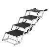 Dog Stair for Cars, Wide 4-step Dog Car Steps, Folding Dog Car Ramp with Nonslip Surface, Portable Pet Steps Lightweight Aluminum for Car, SUV and Tru