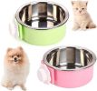 Crate Dog Bowl; Removable Stainless Steel Hanging crate Bowl Food & Water Feeder Coop Cup for Puppy