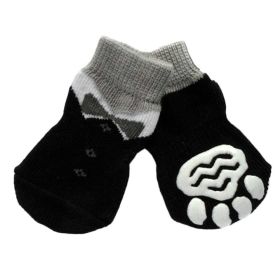 4 Pcs Cute Puppy Socks Knitted Pet Socks Dog Paw Protection (Option: Black Suit)