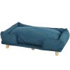 Raised Dog Couch with Comfortable Cushion, Pine Wood Legs, Foot Pads, for Large-Sized Dogs Indoor Use,