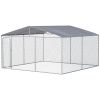 Outdoor Dog Kennel Galvanized Steel Fence with Cover Secure Lock Mesh Sidewalls for Backyard