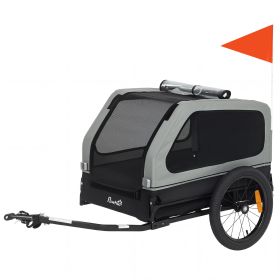 Dog Bike Trailer for Small & Medium Dogs, Universal Bicycle Coupler, Flip-Down Ramp Tailgate (Color: Grey, size: Small Medium)