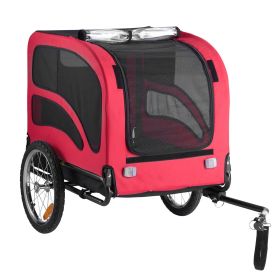 Dog Bike Trailer, Supports up to 100 lbs, Pet Cart Bicycle Carrier for Small & Large Dogs, Easy Folding Frame with Quick Release Wheel (Color: Red)