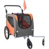 Dog Bike Trailer, 2-in-1 Pet Stroller Cart Bicycle Carrier, Easy Folding Cart Frame with Quick Release Wheels