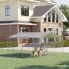 Outdoor Dog Kennel Galvanized Steel Fence with Cover Secure Lock Mesh Sidewalls for Backyard