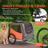 Dog Bike Trailer, 2-in-1 Pet Stroller Cart Bicycle Carrier, Easy Folding Cart Frame with Quick Release Wheels