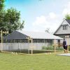 Heavy Duty Outdoor Dog Kennel with Waterproof Roof, Secure Latch, Chain Link Dog Run for Backyard