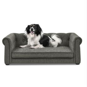 Elegant Rectangular Pet Bed Suitable For Medium And Large Dogs (Color: Dark Grey)