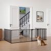 8-Panel Extra Wide Baby Gate Adjustable Pet Safety Fence with Auto-close Door