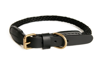 Rope and Leather Collar with Buckle (size: 18 in)